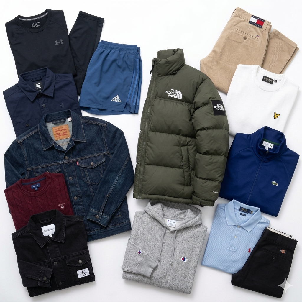 Wholesale second hand clothing mix, assorted styles, UK high street brands, pre-loved garments for resale