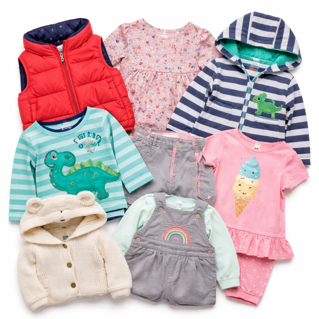 Wholesale second hand Kids clothing mix, assorted styles, UK high street brands, pre-loved garments for resale