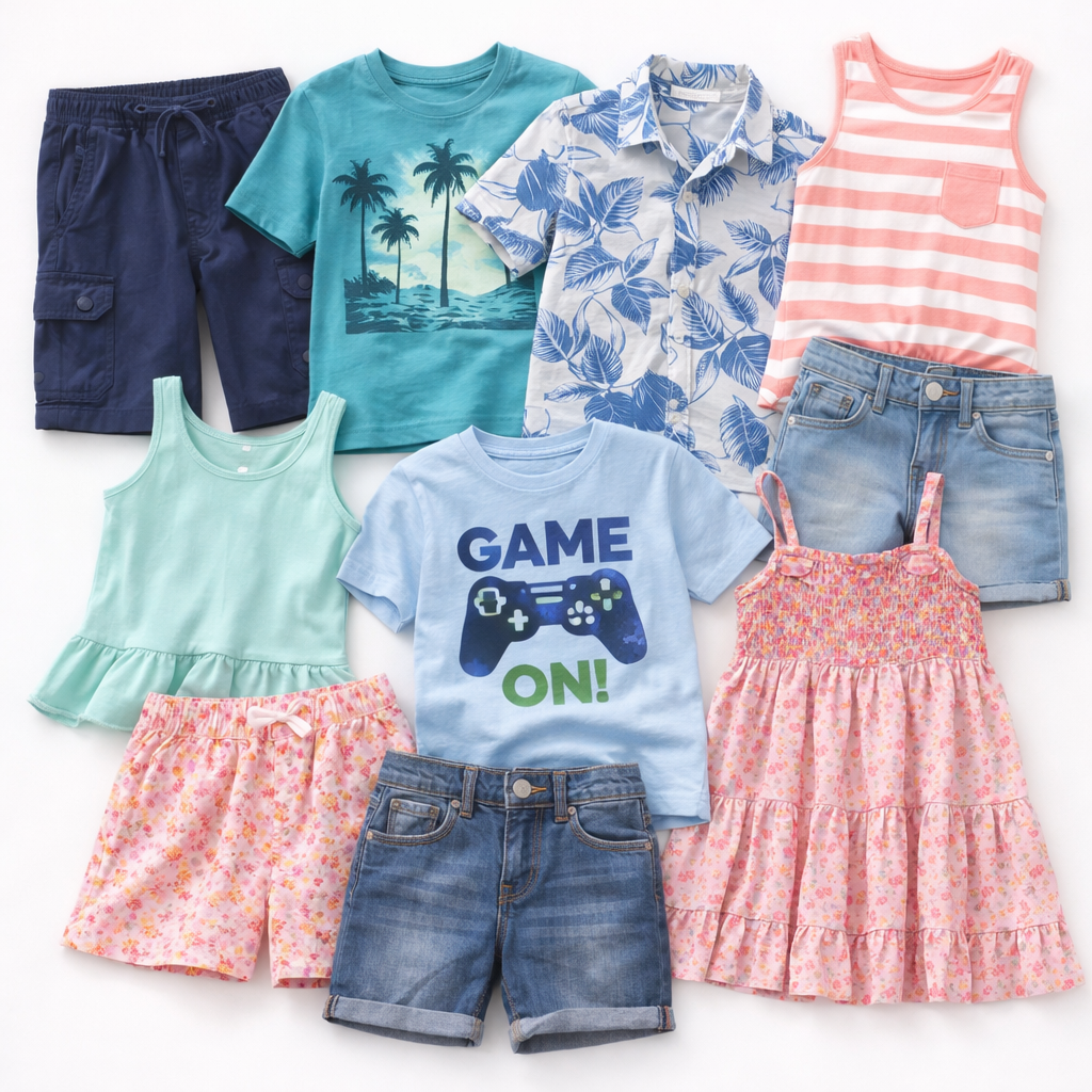 Wholesale second hand Kids clothing mix, assorted styles, UK high street brands, pre-loved garments for resale