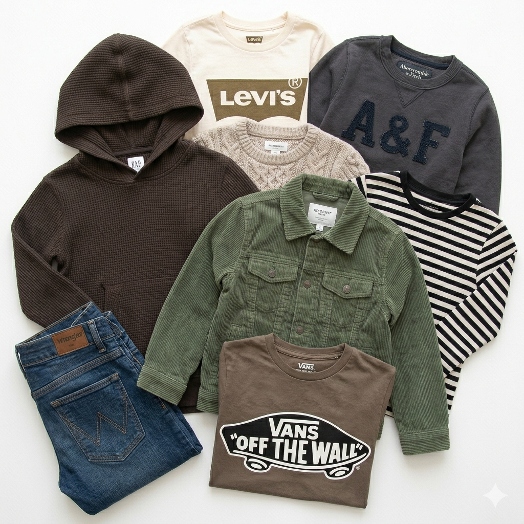 Wholesale second hand Kids clothing mix, assorted styles, UK high street brands, pre-loved garments for resale