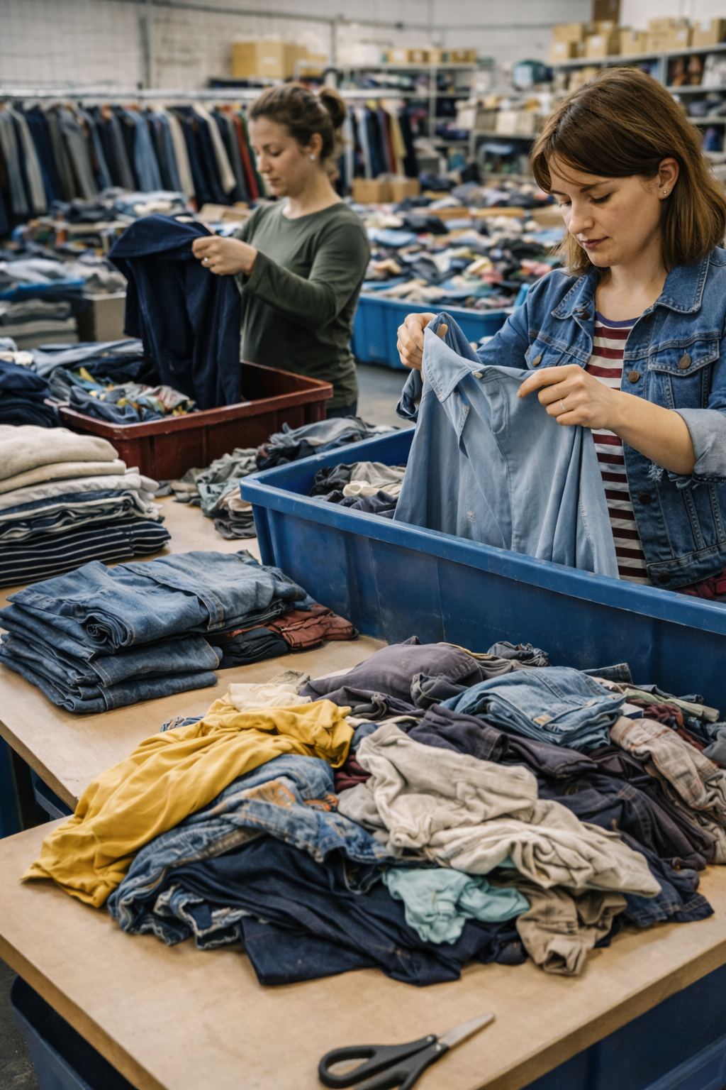 Wholesale used clothing grading warehouse