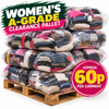 100kg Women’s A Grade wholesale second-hand clothing clearance pallet, approximately 60p per garment.