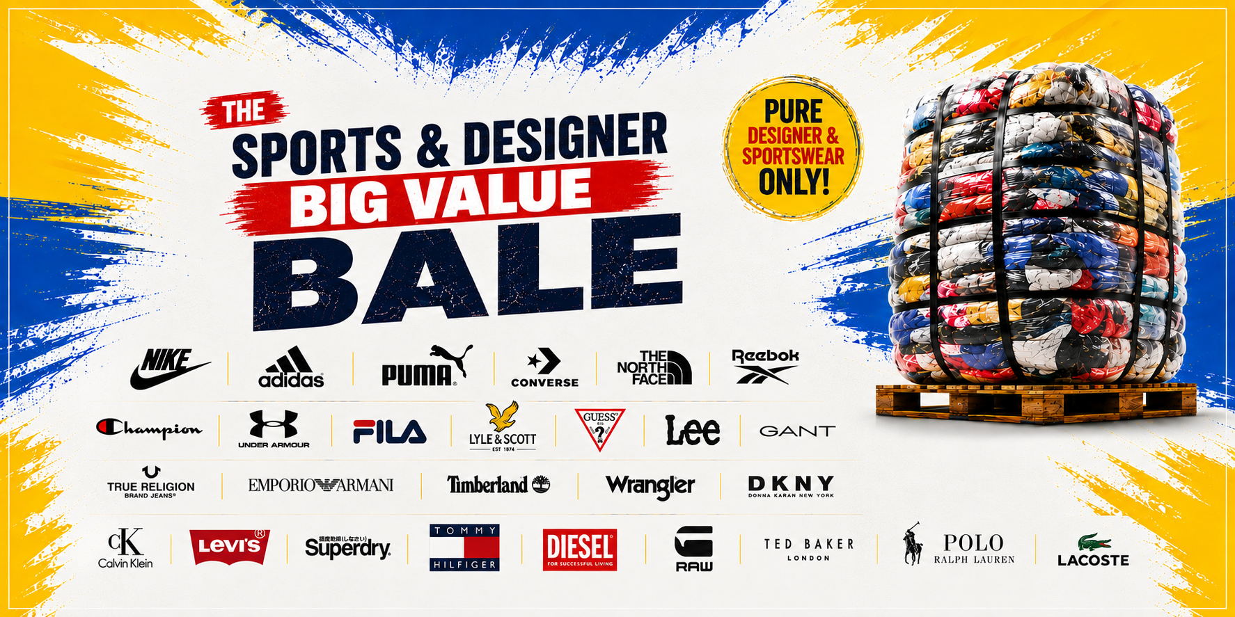 Sports and designer branded used clothing Big Value Bale for wholesale resellers