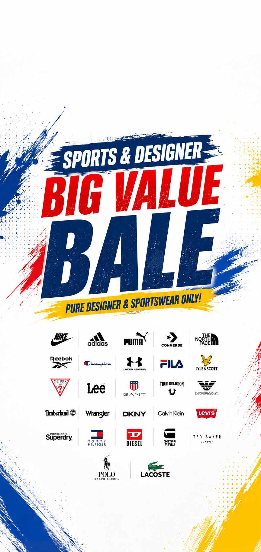 Sports and designer Big Value Bale with mixed branded second hand clothing