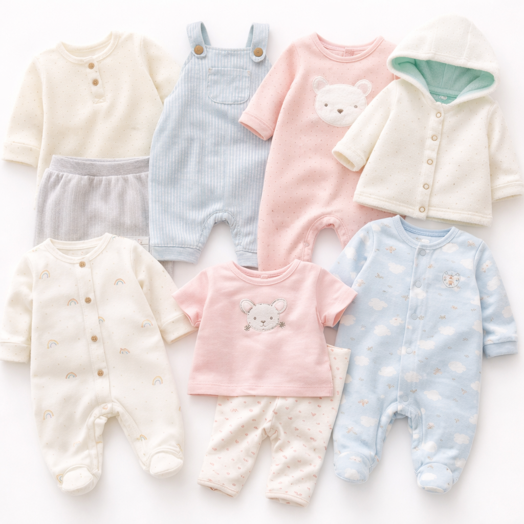 Wholesale second hand Baby clothing mix, assorted styles, UK high street brands, pre-loved garments for resale