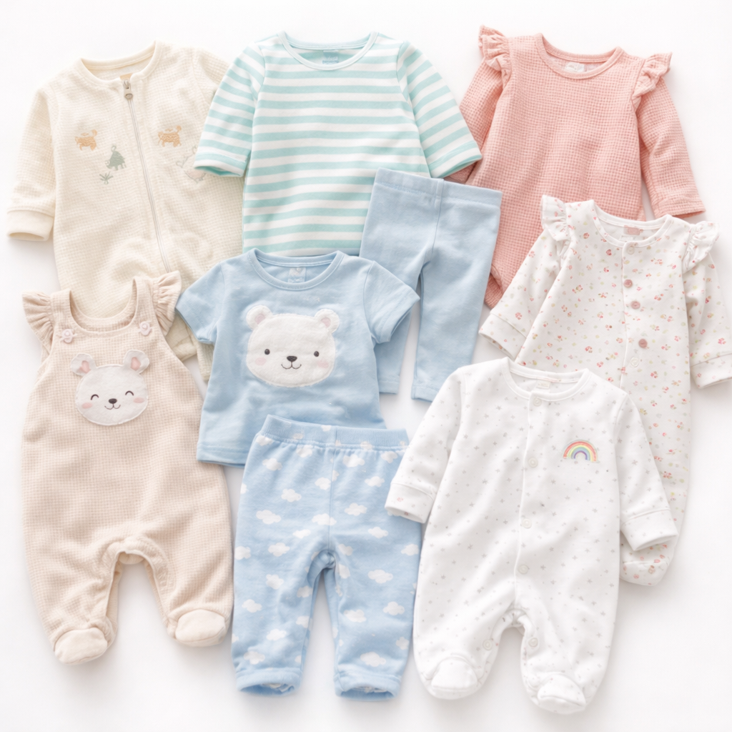 Wholesale second hand Baby clothing mix, assorted styles, UK high street brands, pre-loved garments for resale