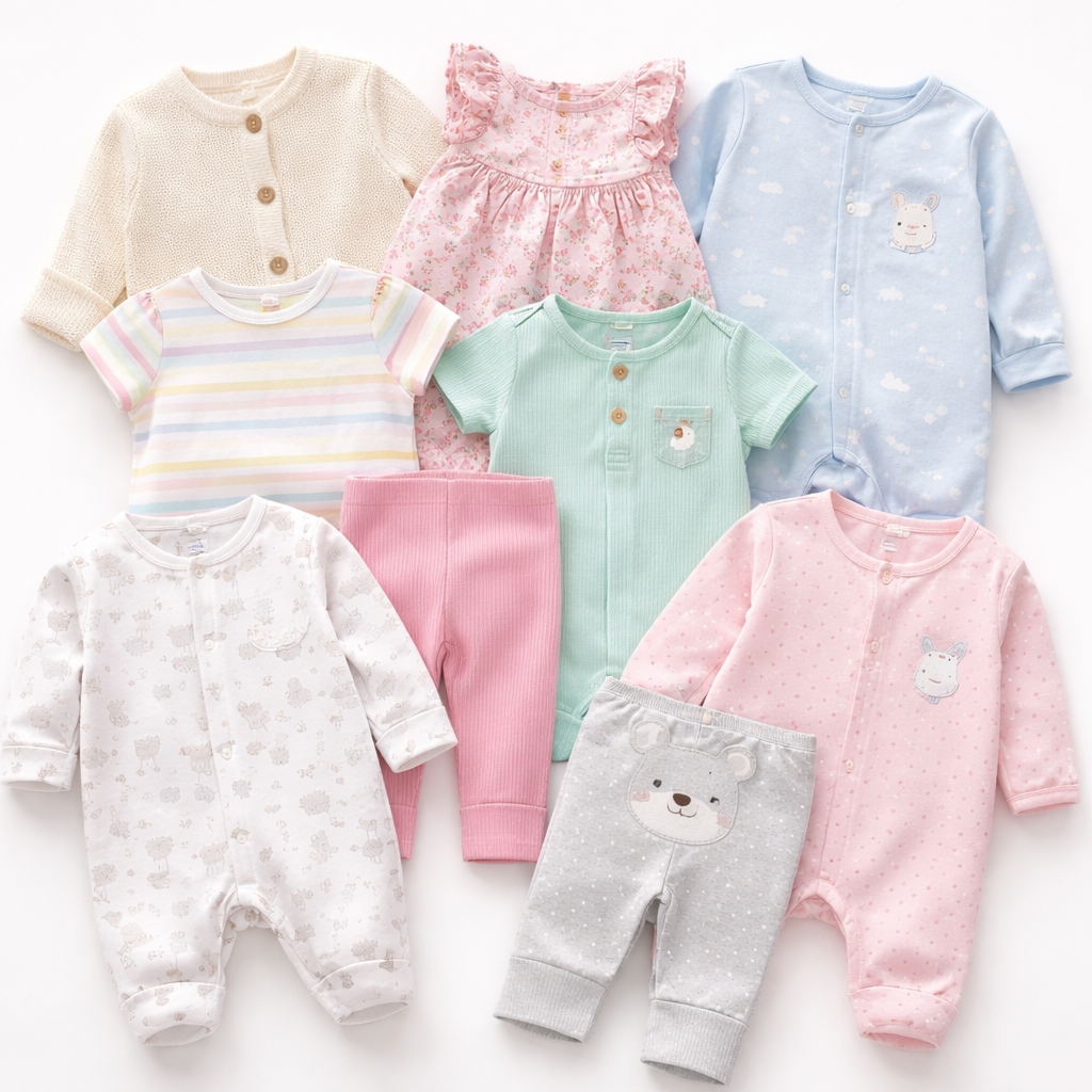 Wholesale second hand Baby clothing mix, assorted styles, UK high street brands, pre-loved garments for resale