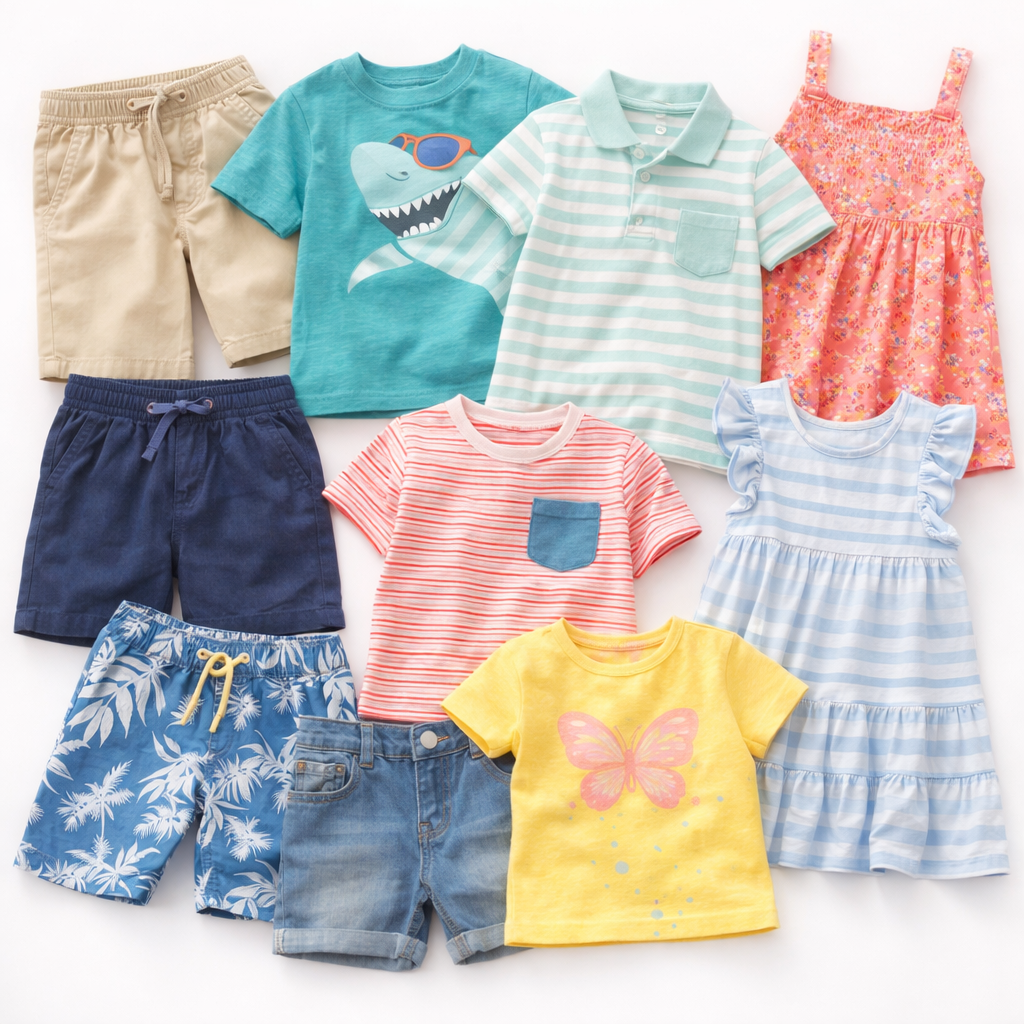 Wholesale second hand Kids clothing mix, assorted styles, UK high street brands, pre-loved garments for resale