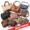 A collection of ten different women's handbags and satchels in various colors and styles, arranged on a white background with a red diagonal banner that reads 'Best Value'.