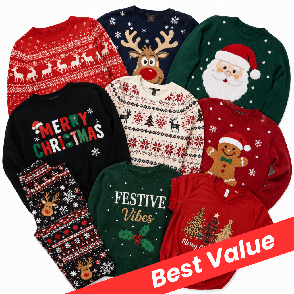festive clothing mix, ideal for resellers looking to stock up for the busy Christmas selling season.