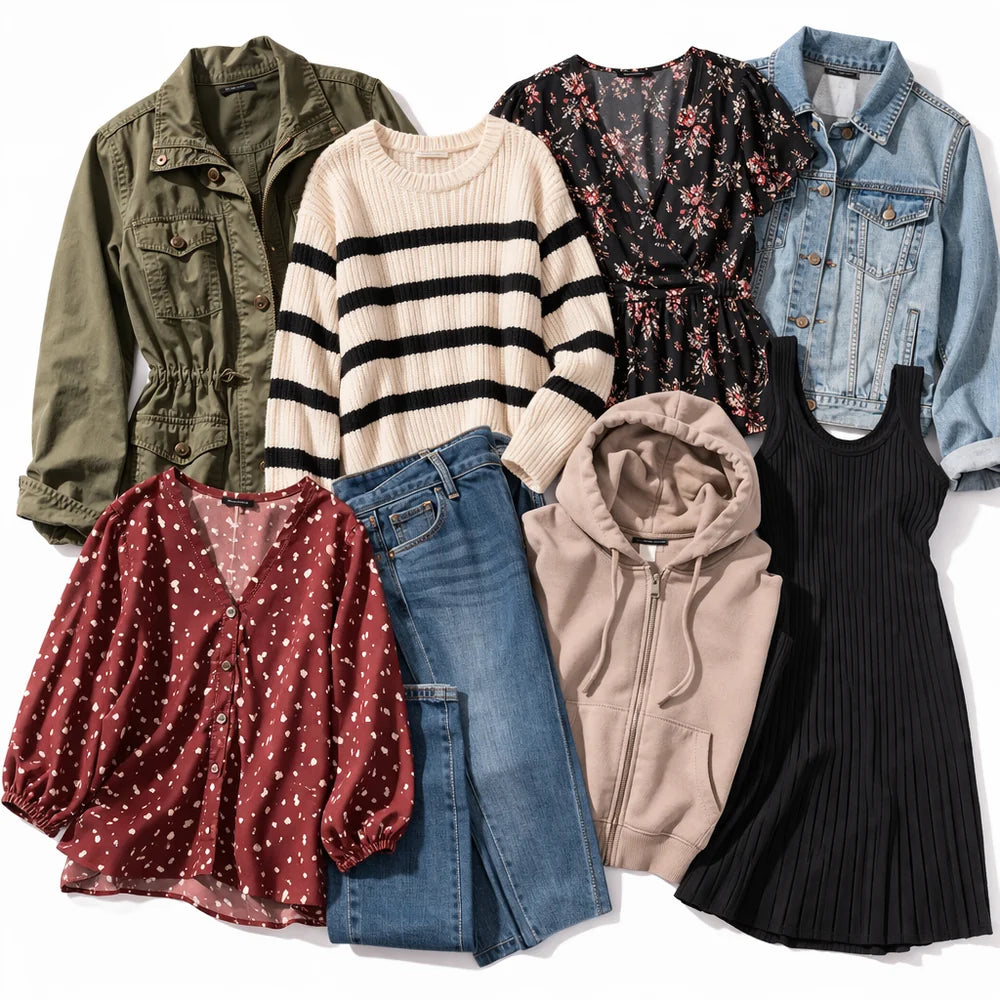 100kg Women’s A Grade wholesale second-hand clothing clearance pallet, approximately 60p per garment.