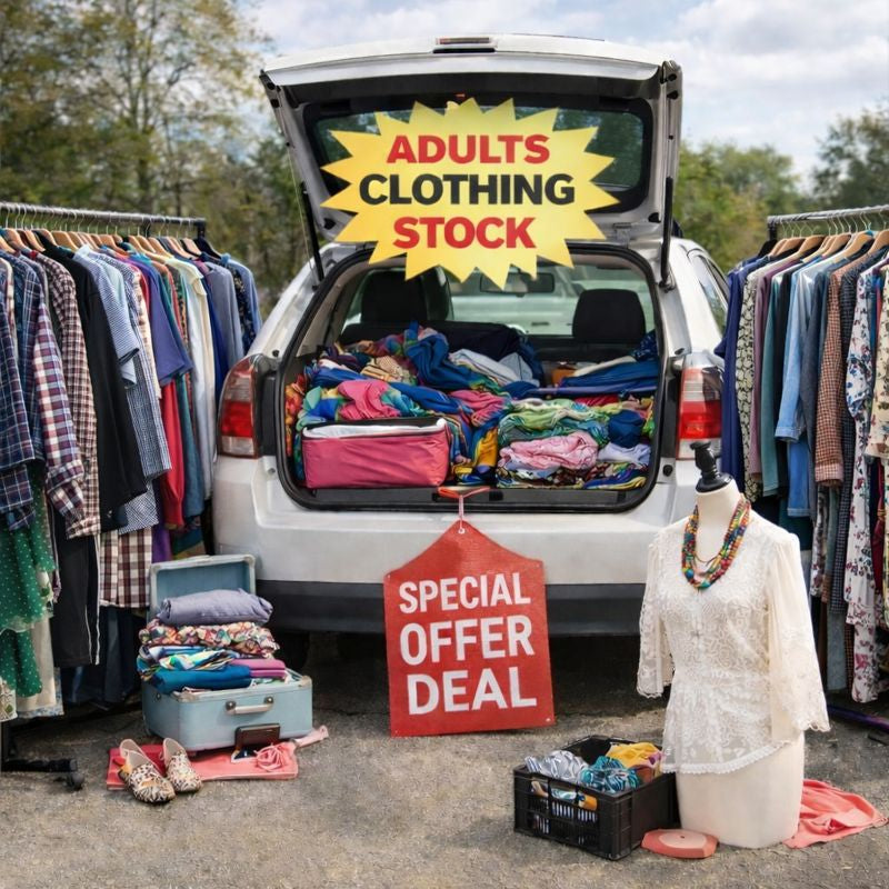 Adults Second-Hand Clothing – Car Boot Clearance Stock, £1 Per Kilo (200kg Pickup Deal)