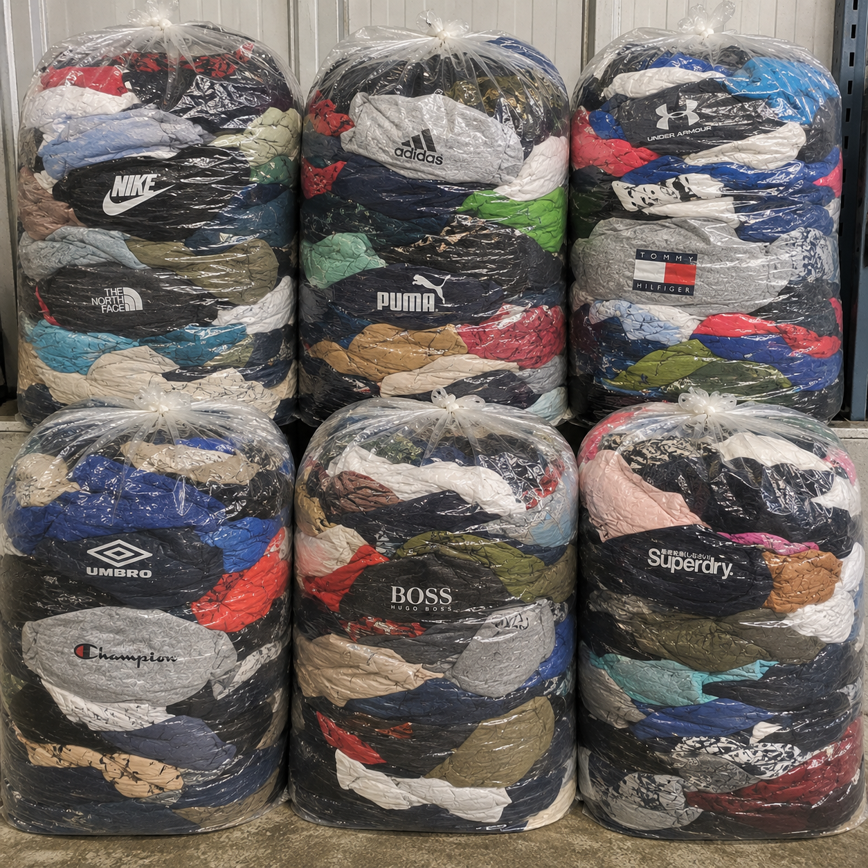 Wholesale original unsorted used clothing mix with sports brands, high street and generic fashion