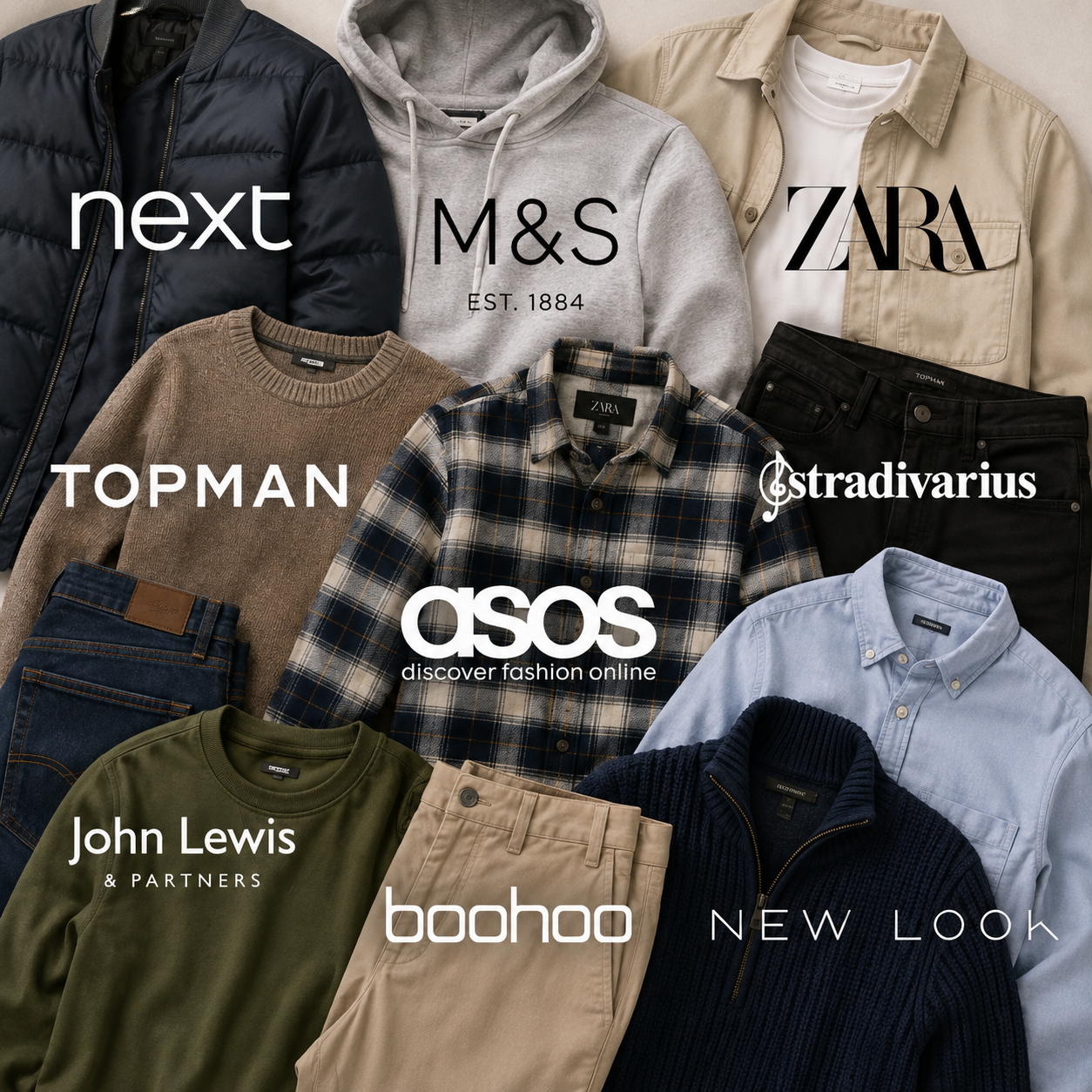 Wholesale second hand clothing mix, assorted styles, UK high street brands, pre-loved garments for resale